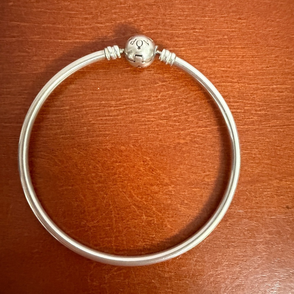 Pandora Moments silver bangle bracelet.